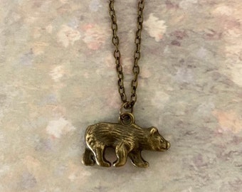 bear necklace, bear jewelry, bear pendant, brown bear necklace, bronze bear, mama bear, mama bear necklace, bear gift, wilderness necklace