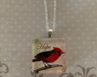 red cardinal, red cardinal gifts, red cardinal necklace, red cardinal jewelry, cardinal gifts, gift for bird lover, hope necklace, hope gift