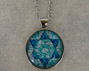 blue mosaic blue pendant mosaic necklace blue gift blue necklace shades of blue necklace blue jewelry mosaic blue necklace blue