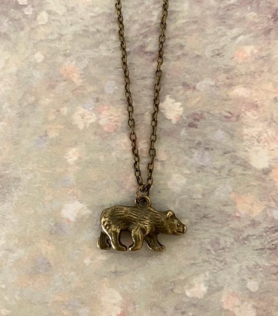 bear necklace bear jewelry bear pendant brown bear necklace bronze bear mama bear mama bear necklace bear gift wilderness necklace