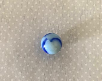 1 vintage shades of blue marble, vintage marble, antique marble, vitro agate marble, uv reactive marble, blue marble, collectible marble