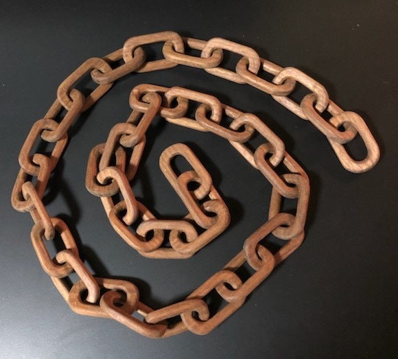 vintage hand carved wood chain, vintage chain, wood chain, carved walnut, rustic chain, wood links, folk art decor, chain decor, large chain vintage hand carved wood chain, vintage chain, wood chain, carved walnut, rustic chain, wood links, folk art decor, chain decor, large chain