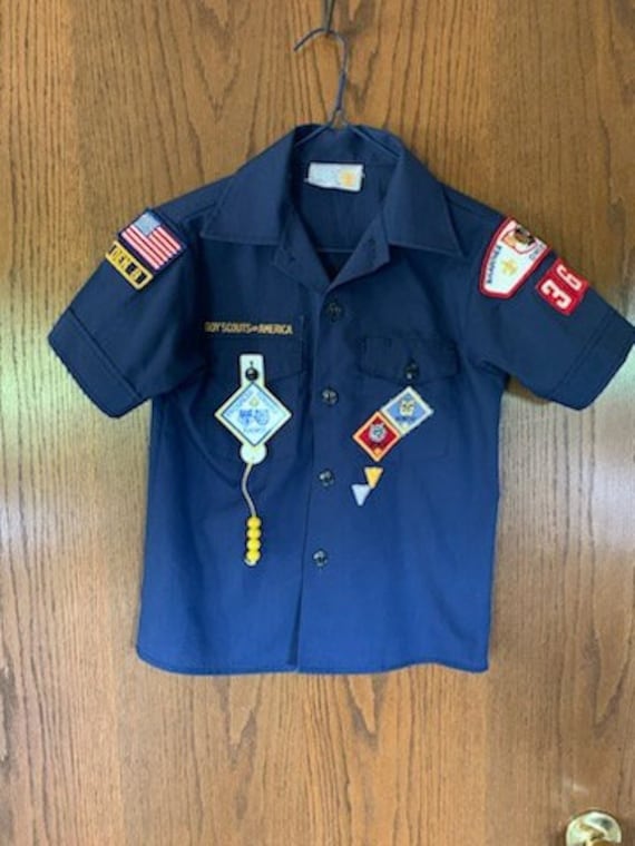 vintage scout shirt, kerchief, slide, vintage cubs