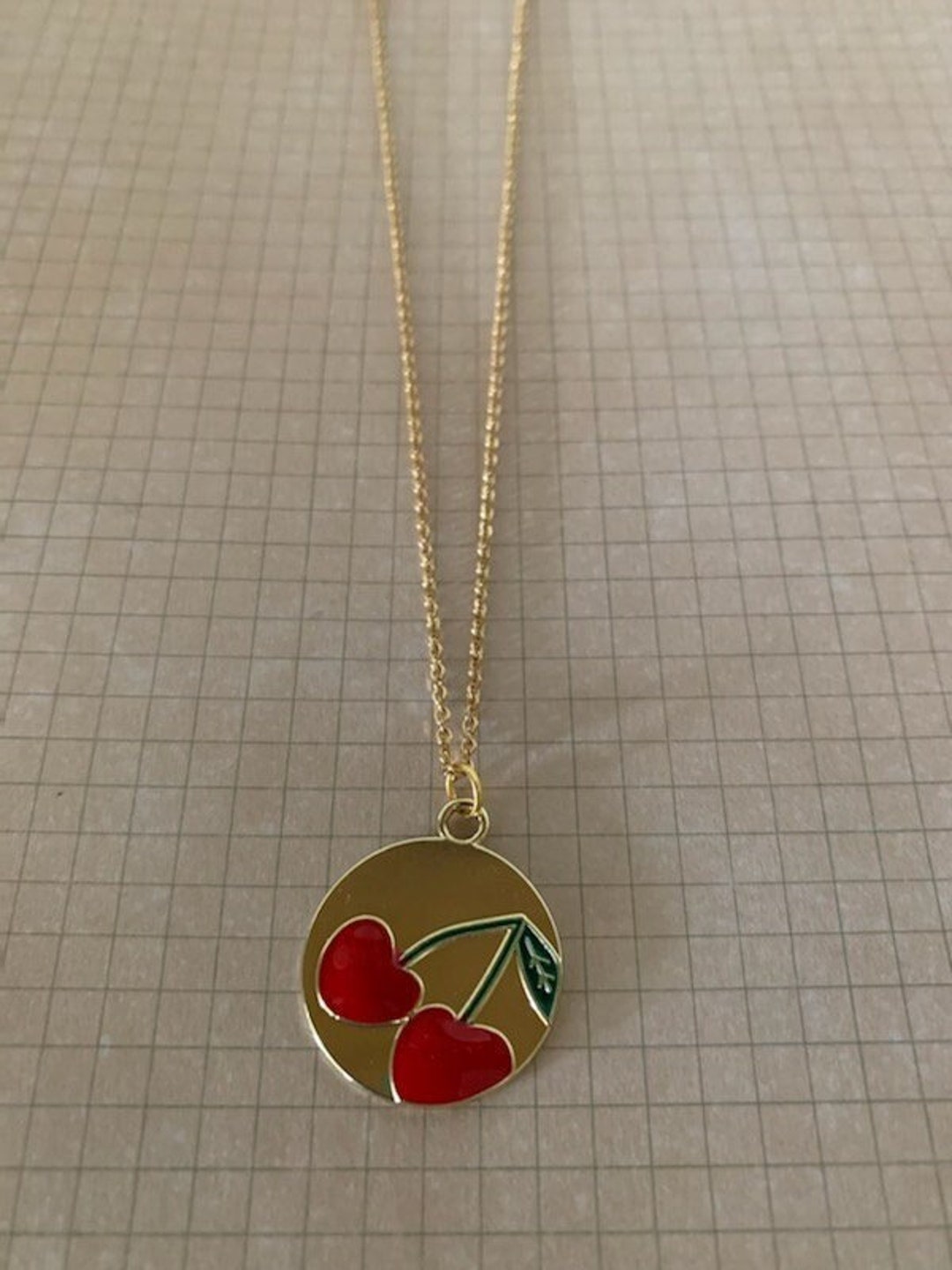 Cherry Necklace, Cherry Necklace Gold, Cherry Jewelry, Cherry Pendant