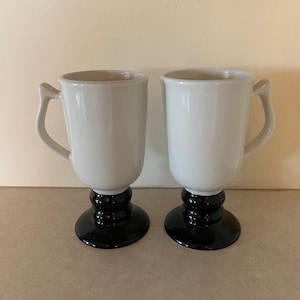 2 vintage Irish coffee mugs, vintage coffee mugs, irish coffee mugs, vintage coffee cups, vintage coffee mugs, hall ceramics, pedestal mugs
