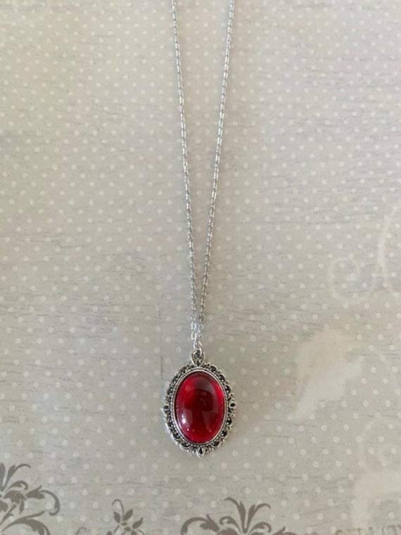 Red Stone Necklace, Red Crystal Necklace, July Necklace, Red Stone