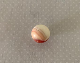 1 opaque white and rust vintage marble, vintage marble, antique marble, old marble, marbles vintage, rust marble, uv reactive marble, marble