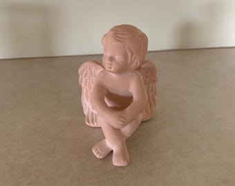 vintage bisque cherub figurine, vintage bisque cherub, vintage cherub, vintage bisque, plaster cherub, pastel cherub, antique cherub, cherub