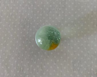 1 transparent clear vintage shooter marble with orange and white, vintage marble, antique marble, white marble, shooter marble, clear marble