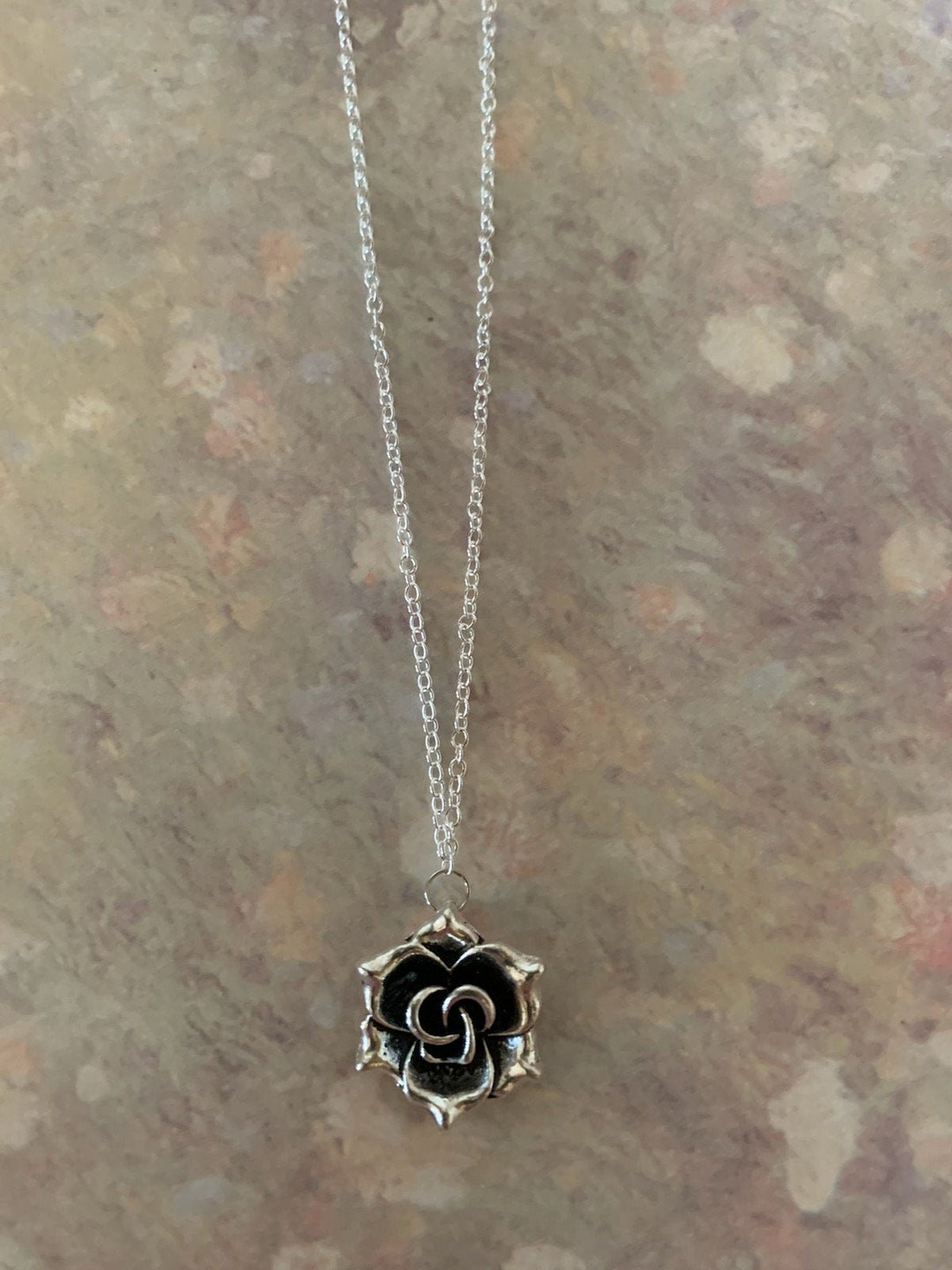 Metal Flower Necklace, Metal Flower Jewelry, Silver Flower Necklace