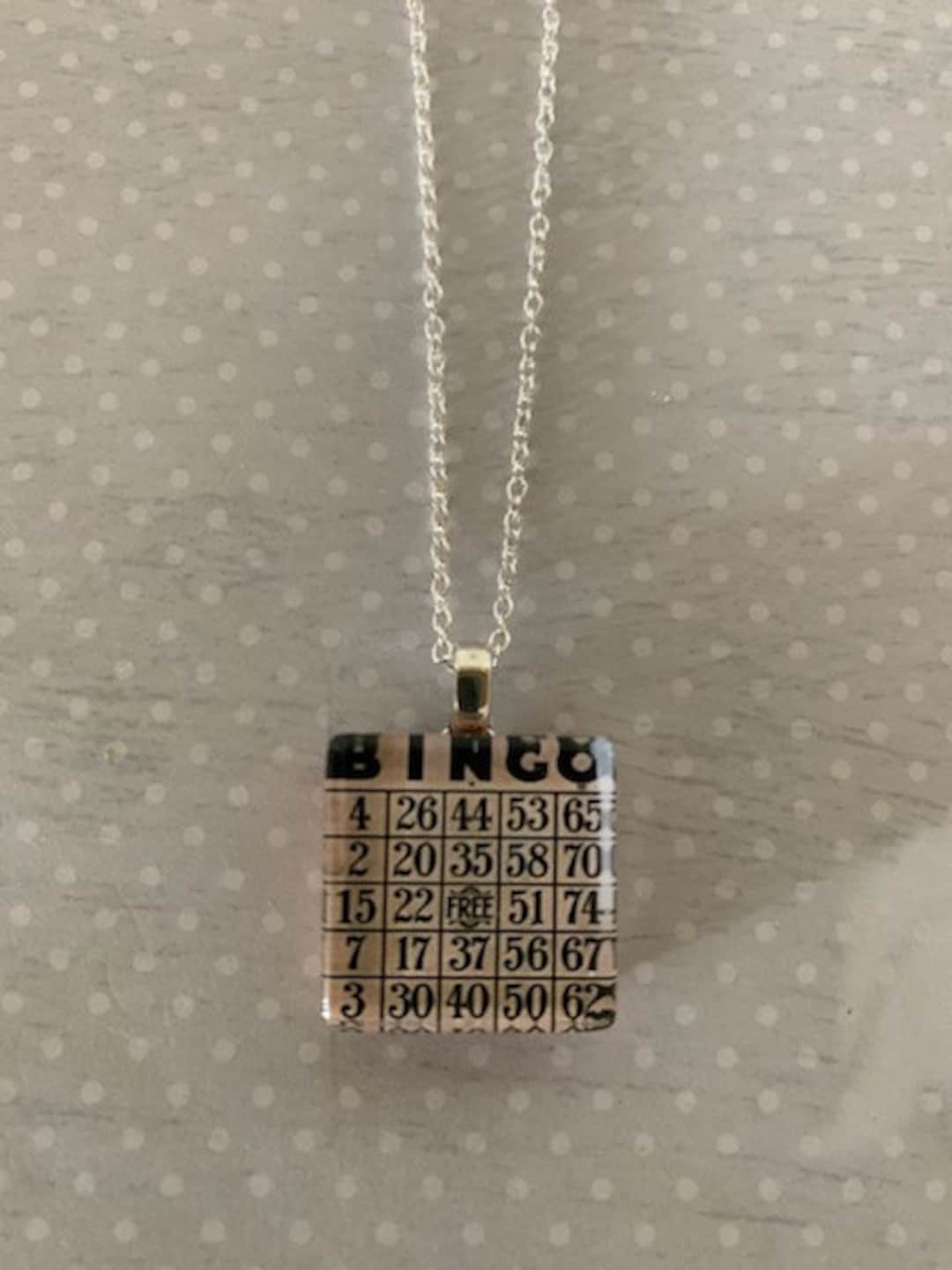 Bingo Necklace, Bingo Jewelry, Bingo Gifts, Game Necklace, Bingo Cards