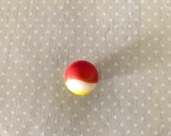 1 vintage ketchup & mustard patch marble, ketchup marble, mustard marble, vintage marble, antique marble, akro agate marble, yellow marble
