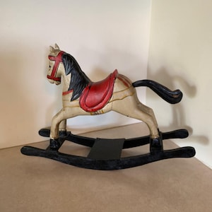 vintage wood rocking horse, tabletop rocking horse, vintage rocking horse, tabletop decor, vintage wood horse, vintage horse, wood horse