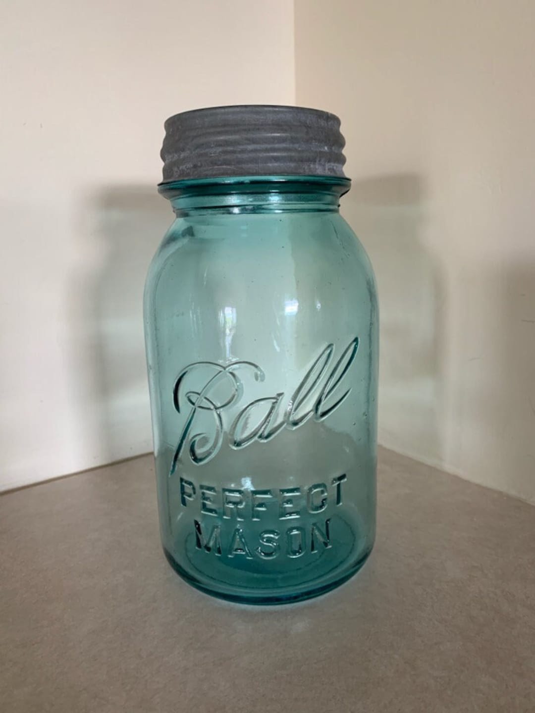 Vintage Aqua Blue Quart Canning Jar Vintage Canning Jars Etsy