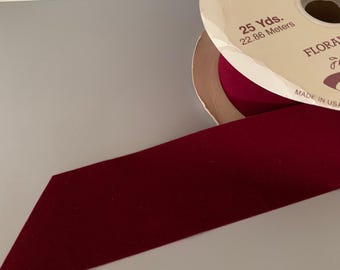 18 1/2 yds burgundy velveteen 2.5" waterproof ribbon, burgundy ribbon, wide ribbon, christmas ribbon, wreath ribbon, velveteen ribbon