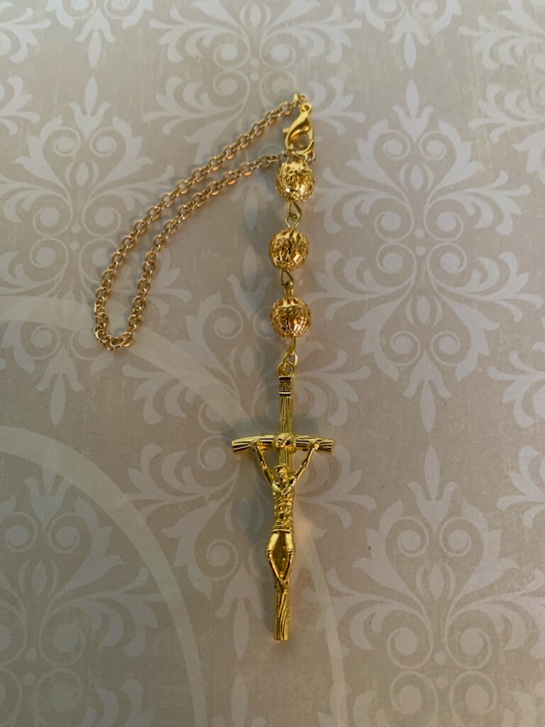 Bronze/gold crucifix car charm cross car charm rearview Etsy