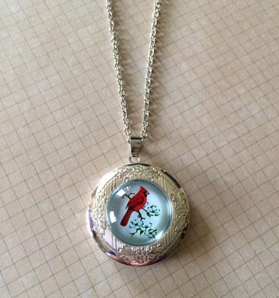 Cardinal on sale locket necklace