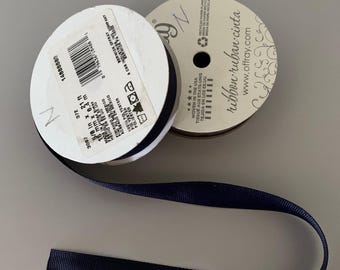 12 yds navy blue 5/8" grosgrain ribbon, grosgrain ribbon, navy grosgrain ribbon, navy grosgrain, navy ribbon, polyester ribbon, ribbon navy