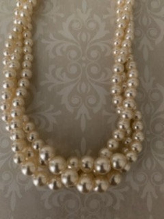 vintage faux pearl necklace, vintage pearl beads,… - image 2