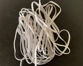 4 3/4 yds 1/8" white elastic, skinny elastic, narrow elastic, thin elastic, white elastic, sewing elastic, elastic, elastic white, notion