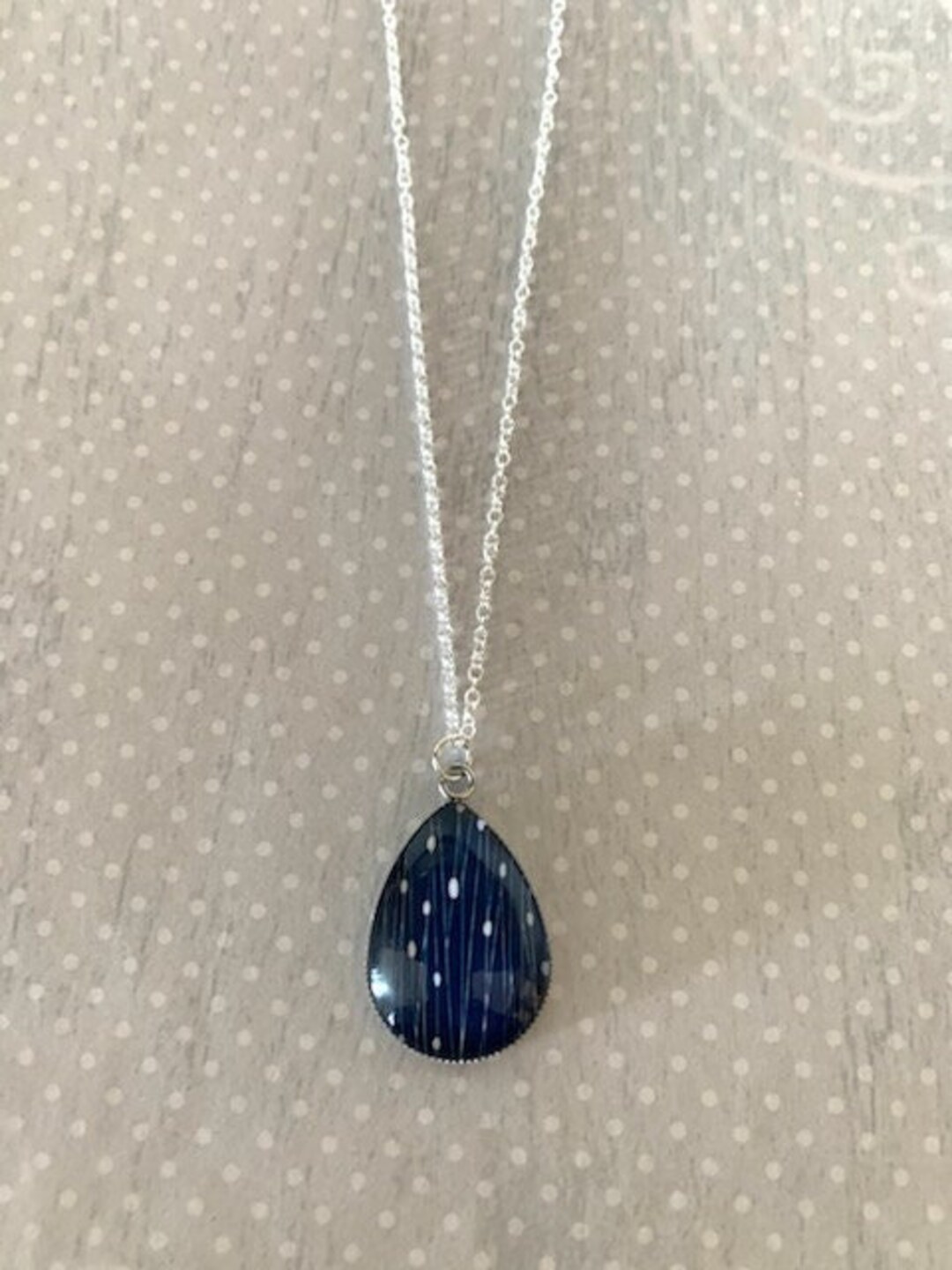 Navy/white Raindrops Necklace, Raindrop Necklace, Raindrop
