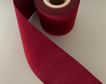 4 3/4 yds burgundy velveteen 2.5" waterproof ribbon, burgundy ribbon, wide ribbon, christmas ribbon, wreath ribbon, velveteen ribbon, ribbon