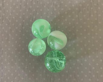 4 vintage translucent mint green and white swirl marbles, vintage marbles, uv reactive marbles, mint green marbles, white marbles, peltier
