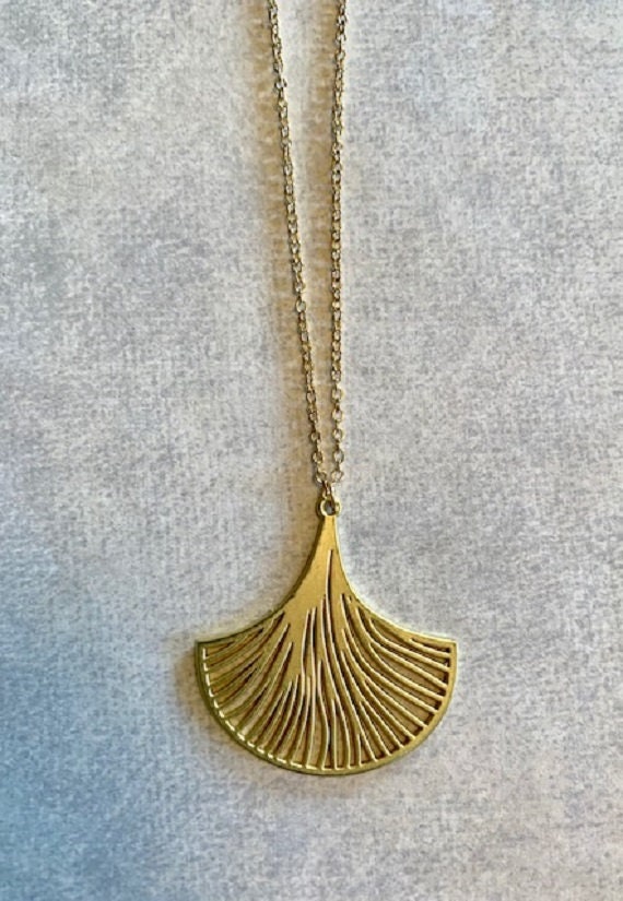 Ginkgo Leaf Pendant Gingko Jewelry - Ginkgo Leaf Pendant Necklace