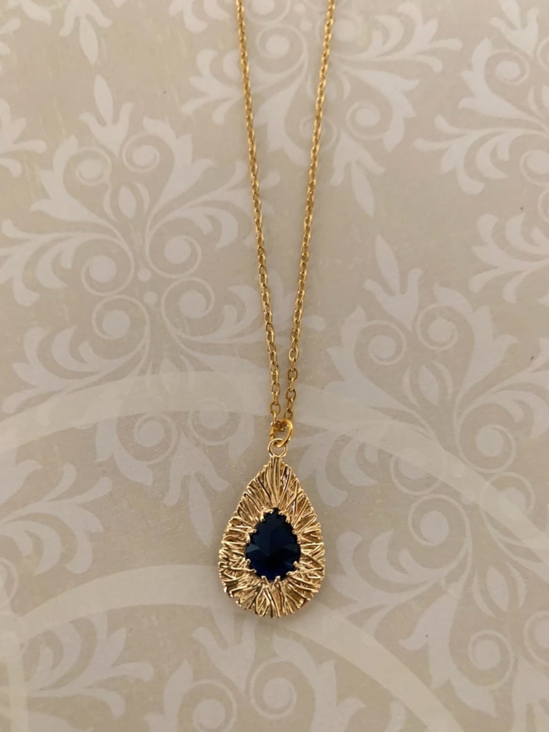 Light Blue Nacre Stone Necklace – Gold Plated main image 1