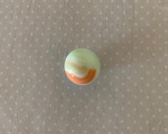 1 vintage opaque mint green, orange, white marble, antique marble, vintage marble, old marble, marble vintage, green marble, orange marble
