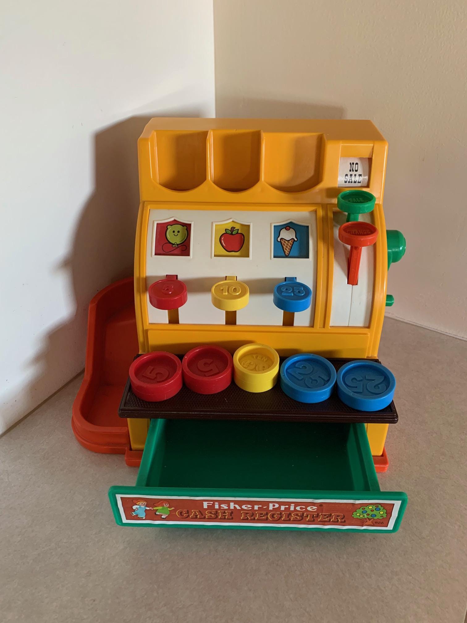 Vintage Toy Cash Register, Vintage Fisher Price, Toy Cash Register