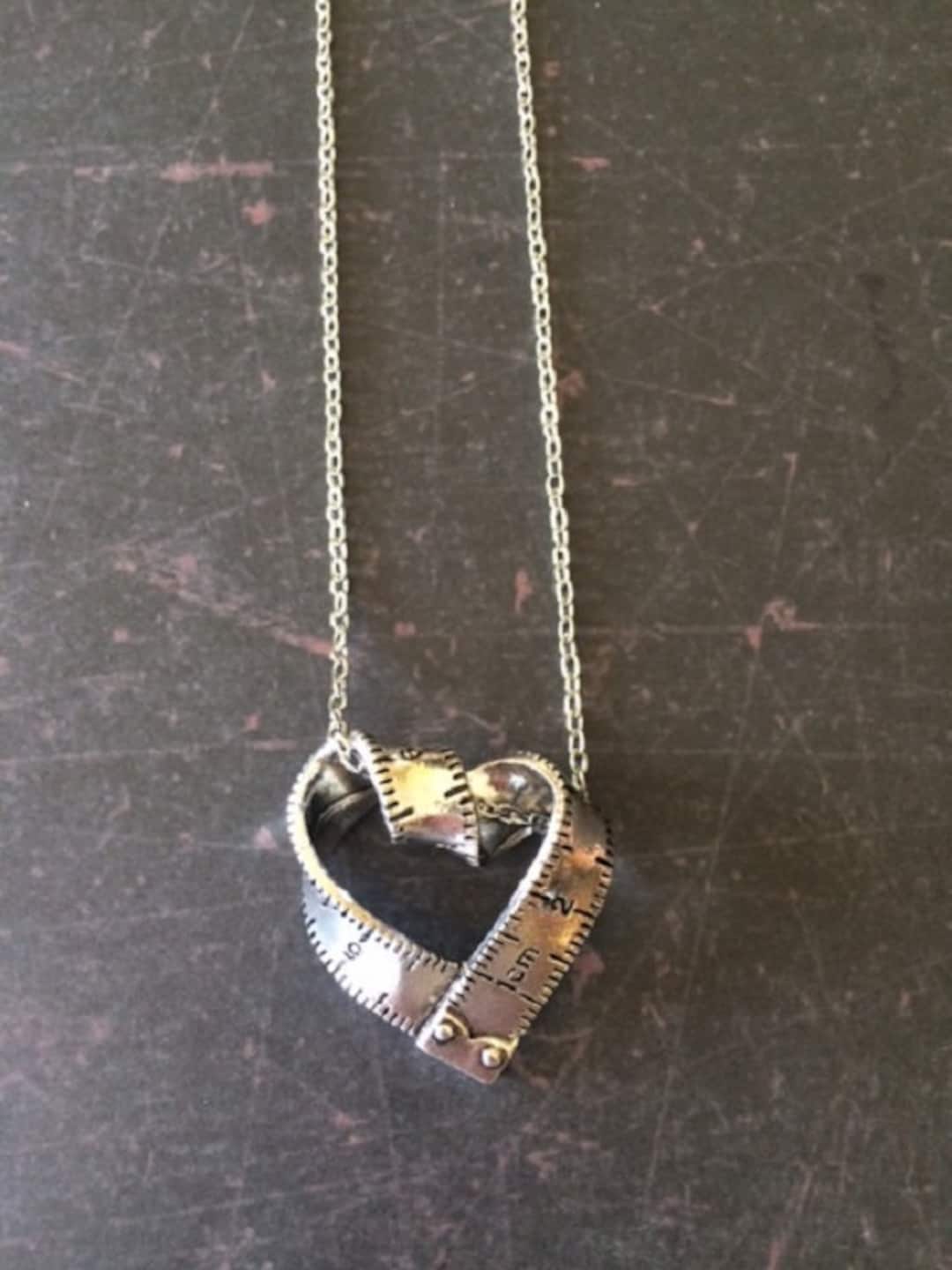 Bronse/silver Ruler Necklace, Quilt Ruler, Tape Measure, Tape Measure