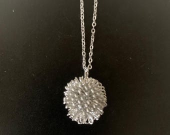 silver looped wire ball necklace, looped wire necklace, dahlia necklace, silver ball necklace, wire ball necklace, silver wire necklace