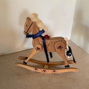 vintage wood rocking horse, tabletop rocking horse, vintage rocking horse, tabletop decor, vintage wood horse, vintage horse, wood horse