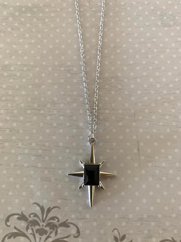 Silver & Black Star Necklace, Star Necklace, Star Necklace