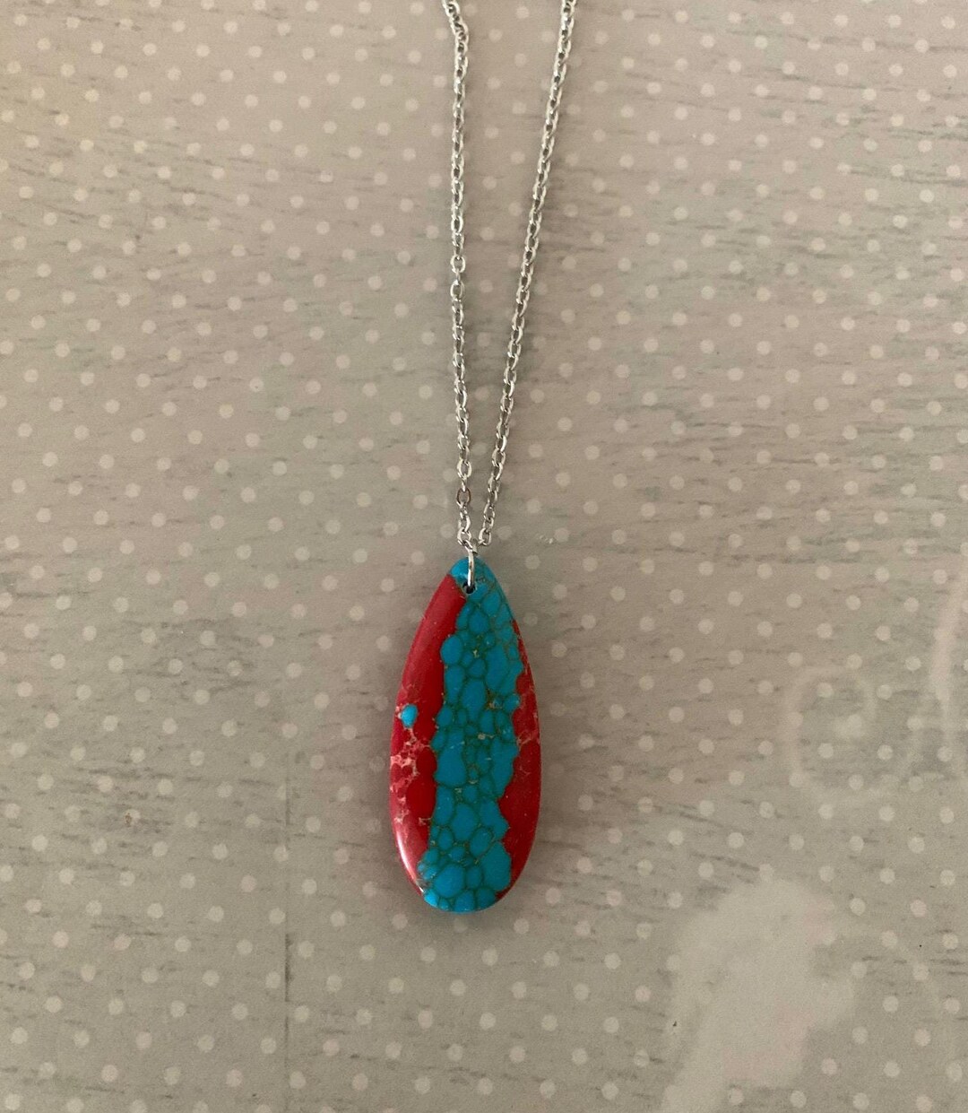 Turquoise Raspberry Turquoise & Raspberry Stone Necklace, Stone Necklace, Stone Pendant ...