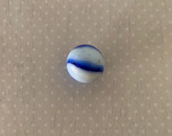1 opaque white and blue swirl vintage marble, vintage marble, antique marble, old marble, marbles vintage, blue white marble, blue marble