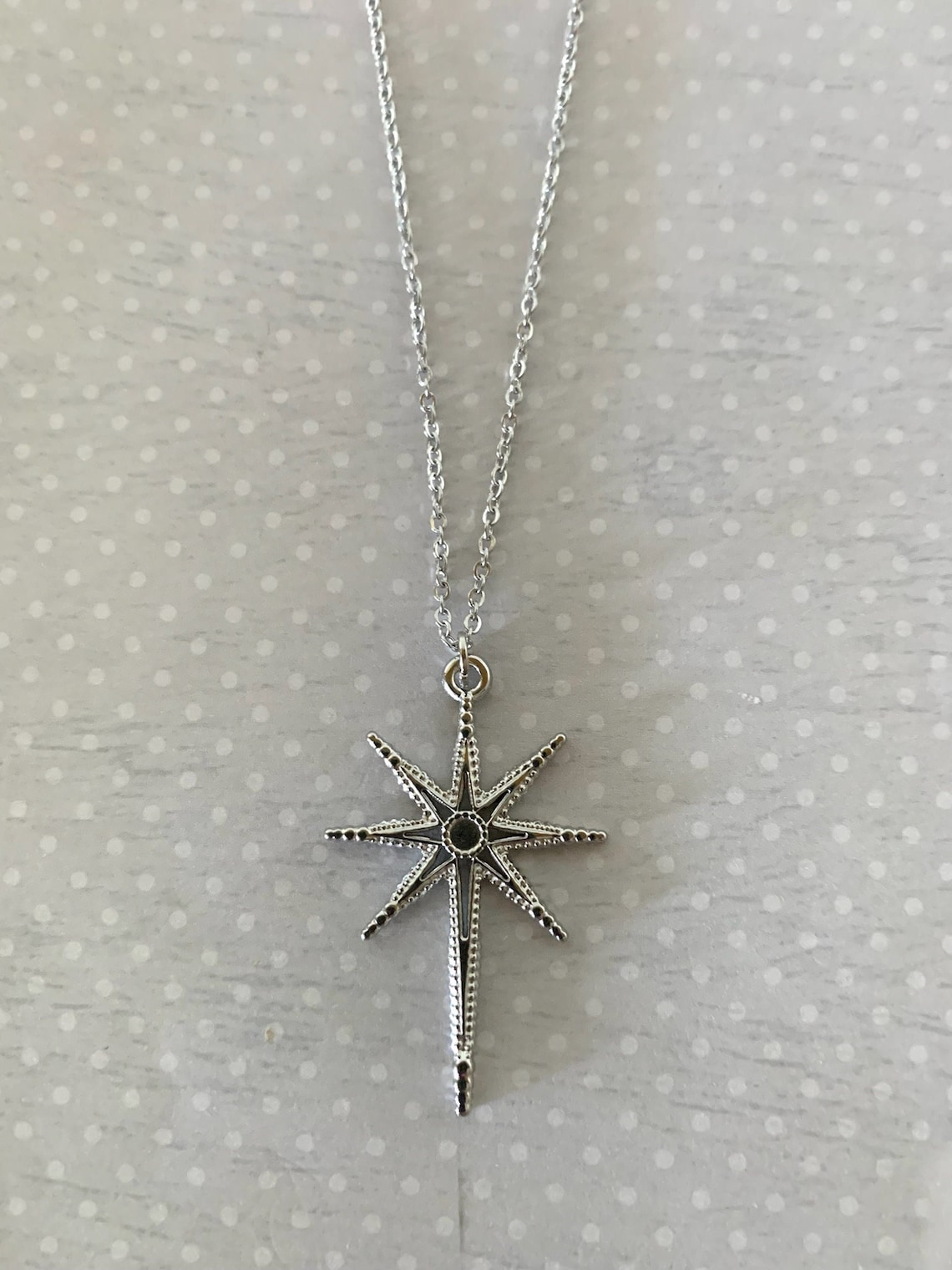 Eight Point Star Enamel Rope Necklace – Pink & Gold main image 0