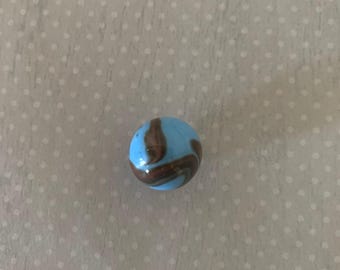 1 peltier vintage blue, brown corkscrew swirl marble, vintage marble, blue marble, brown marble, corkscrew marble, peltier marble, marble