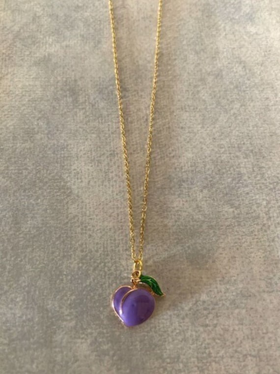 Purple Plum Necklace, Plum Necklace, Plum Jewelry, Plum Charm