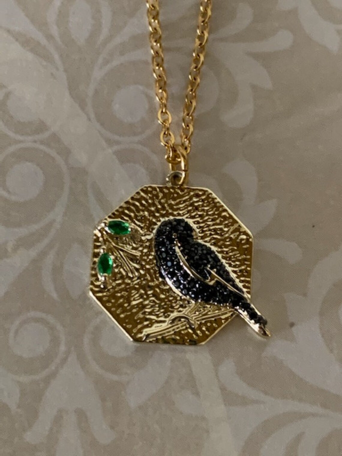 Black Bird Necklace Black Bird Jewelry Bird Necklace Bird Etsy