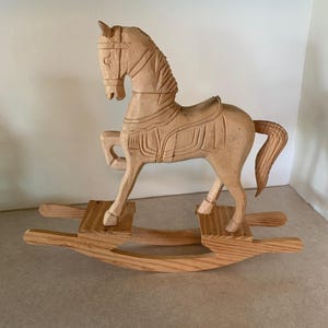 vintage wood rocking horse, tabletop rocking horse, vintage rocking horse, tabletop decor, vintage wood horse, vintage horse, wood horse