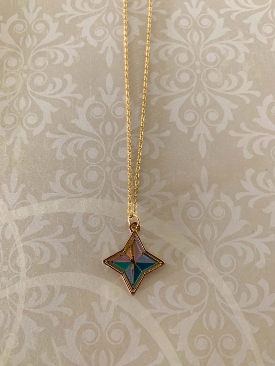 Colorful 4 Point Star Necklace, Star Necklace, 4 Point Star, Mosaic ...
