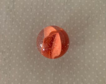 1 clear and red orange vintage vane shooter marble, vintage shooter marble, vintage marble, antique marble, shooter marble, marble shooter