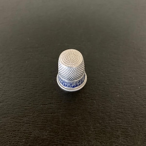 vintage aluminum thimble, vintage thimble, antique thimble, sewing thimble, thimble for sewing, 1940s vintage, vintage advertising, thimble