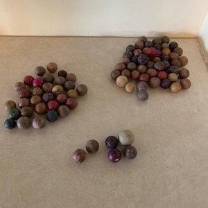 85 assorted antique clay marbles, antique clay marbles, antique marbles, clay marbles, vintage clay marbles, vintage marbles, old marbles