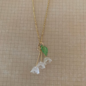 Lily of the Valley Lilly of the Valley Jewelry Lily of the Valley Necklace Floral Jewelry Lily Necklace Wedding Jewelry Necklace Shrtr opaque flowers