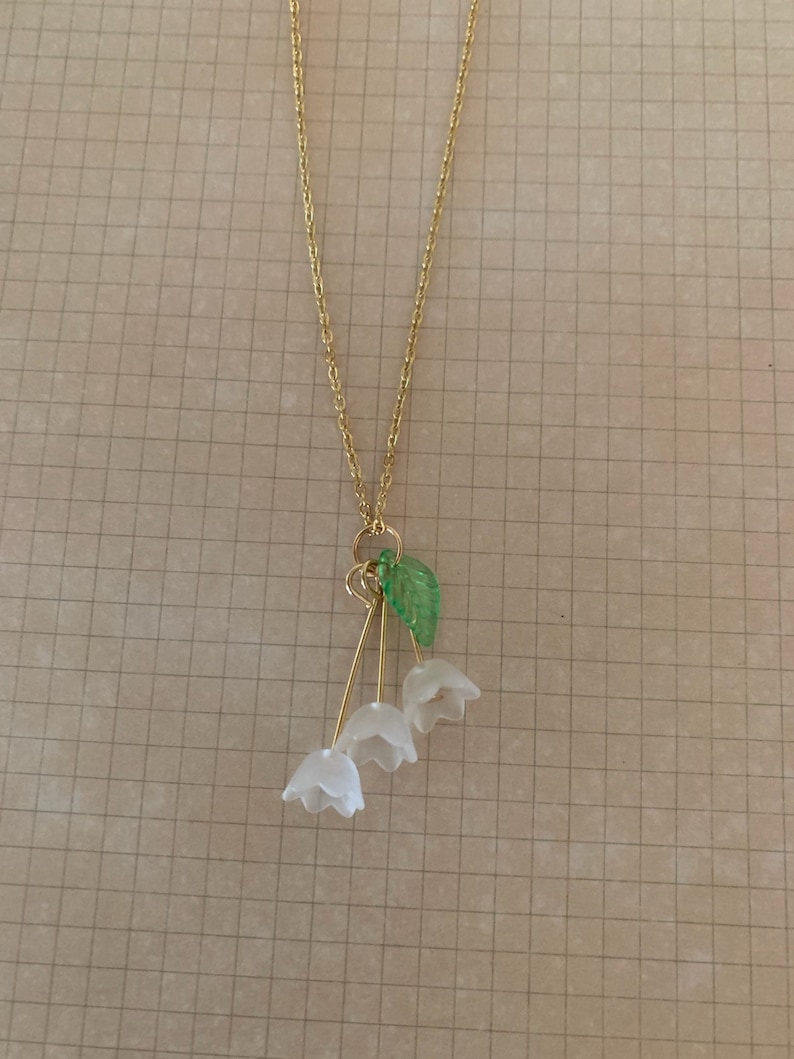 Lily of the Valley Lilly of the Valley Jewelry Lily of the Valley Necklace Floral Jewelry Lily Necklace Wedding Jewelry Necklace Shrtr opaque flowers