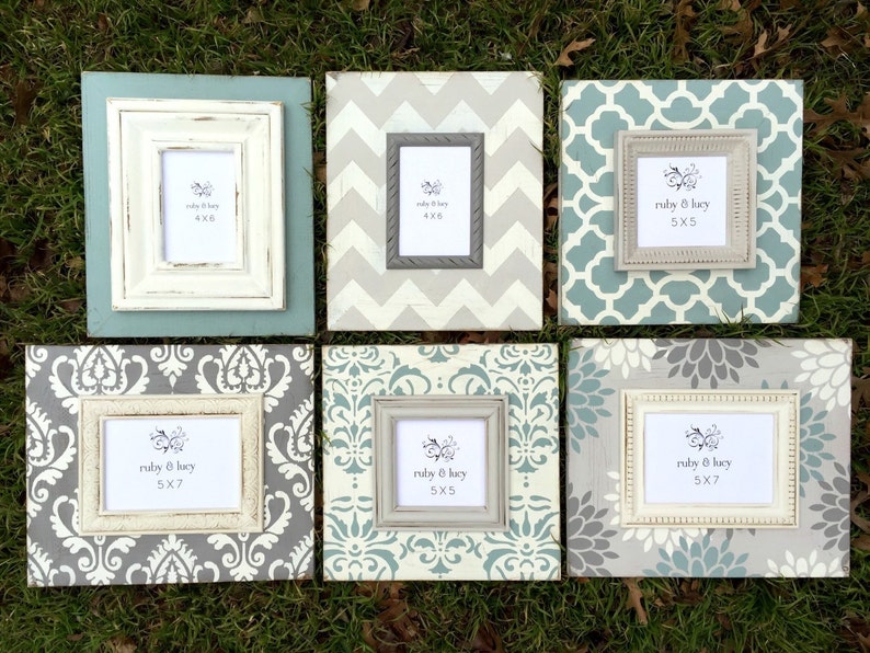 Distressed Wood Picture Frame Set Gallery Wall Grouping 5x7 Image 0