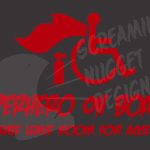 Superhero On Board 8 inch decal (with or without oxygen tank)